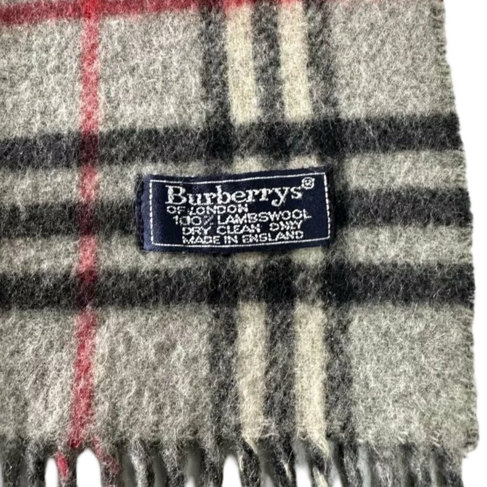 Burberrys Classic Check Scarf Grey 100% Lambswool Unisex Scarf Made In England - Picture 5 of 7